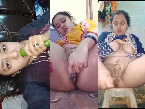Horny bhabhi taking cucumber stick bottle in her pussy for fun Part 2